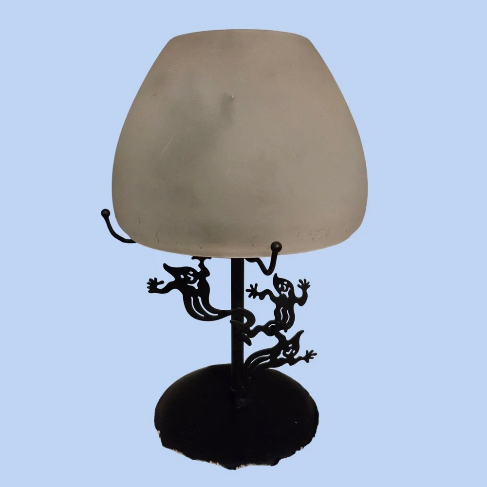 PartyLite Vintage Shadow Dancer Ghost Tealight Lamp Frosted Glass Shade Retrired